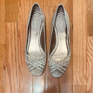 Cole Haan Cobra Embossed Leather Peep Toe Shoes